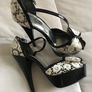 Black and white heels